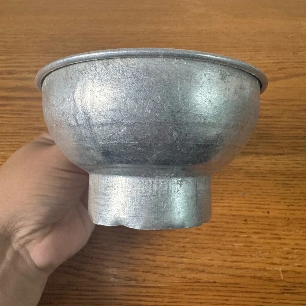 Vintage Aluminum Wide Mouth Canning Funnel with Side‎ Handle Silver Tone